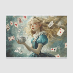 Alice in Wonderland Playing Cards Teapot Decoupage Tissue Paper