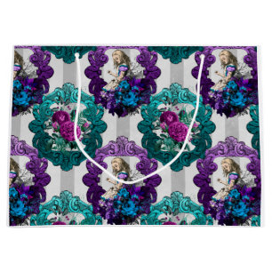 Alice in Wonderland Purple Green Frames Large Gift Bag