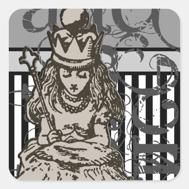 Alice In Wonderland Queen Alice Grunge Square Sticker (Front)