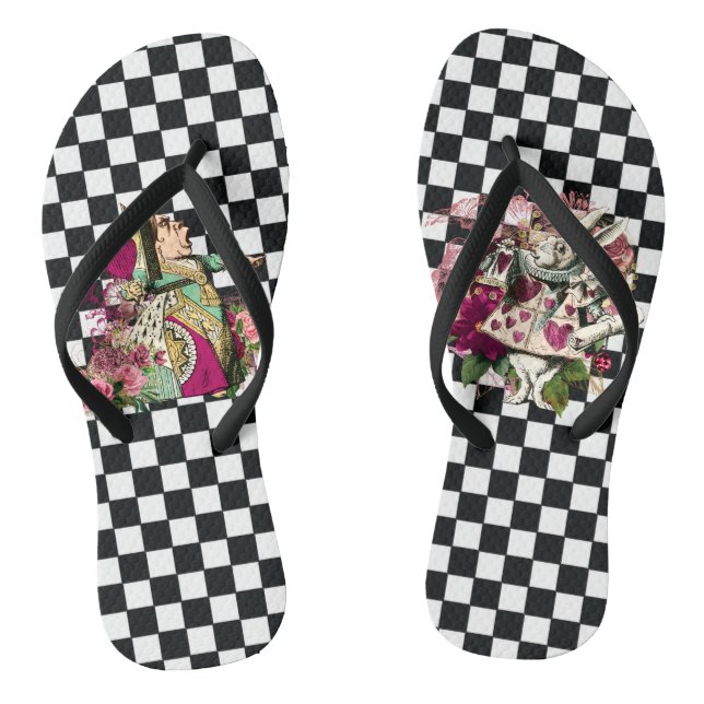 Alice in Wonderland Queen and Rabbit Flip Flops (Footbed)