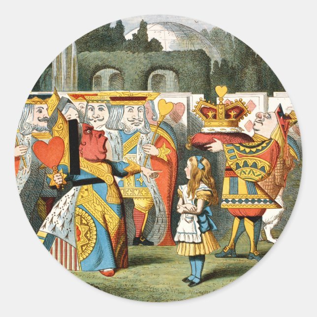 Alice in Wonderland Queen of Hearts Classic Round Sticker (Front)