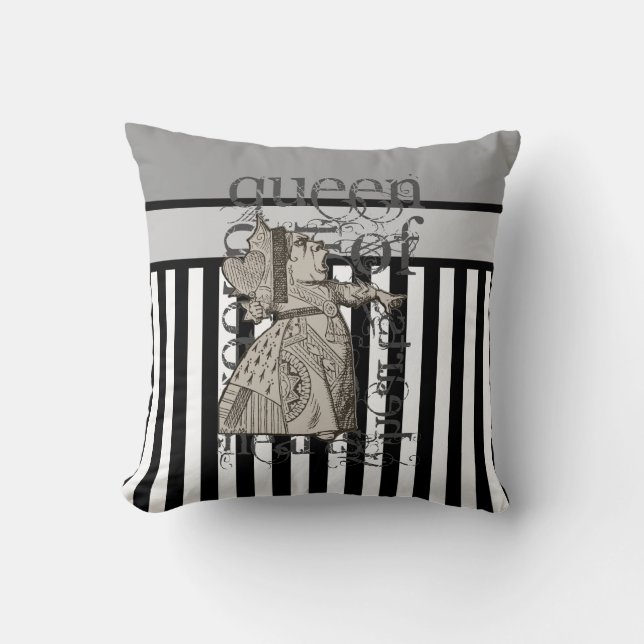 Alice In Wonderland Queen of Hearts Grunge Cushion (Front)