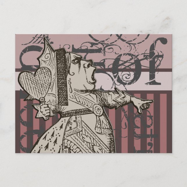 Alice In Wonderland Queen of Hearts Grunge (Pink) Postcard (Front)