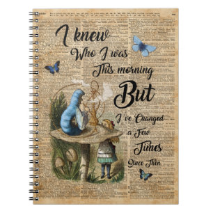Alice in Wonderland Quote Vintage Dictionary Art Notebook