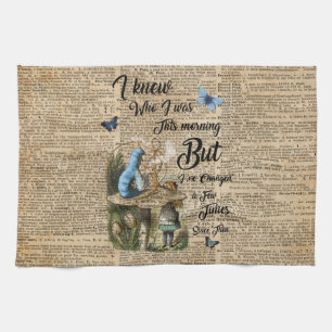 Alice in Wonderland Quote Vintage Dictionary Art Tea Towel