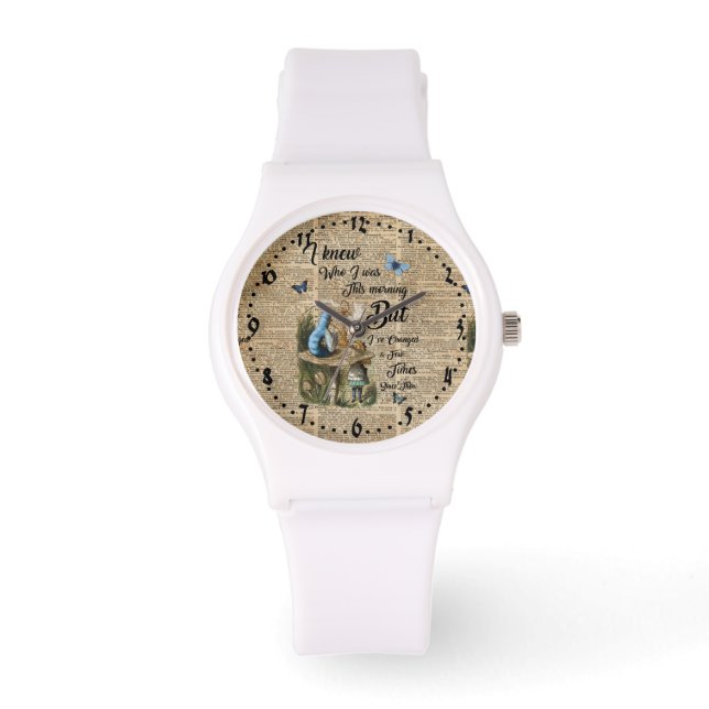 Alice in Wonderland Quote Vintage Dictionary Art Watch (Front)