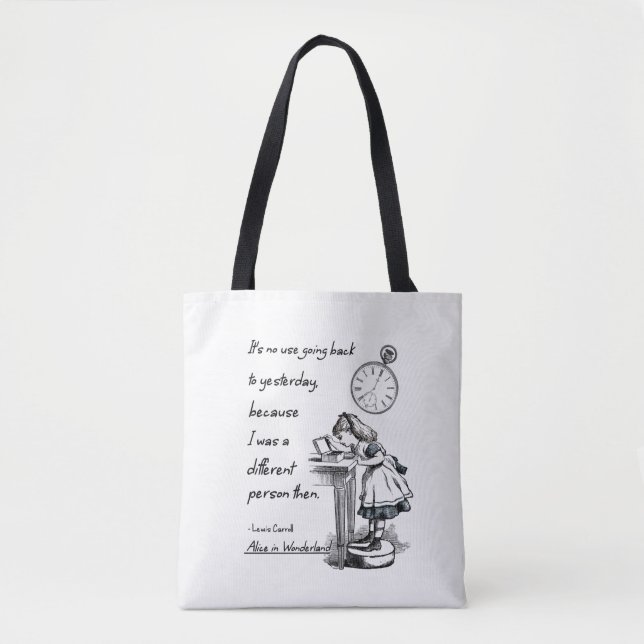 Alice in Wonderland Quotes Tote Bag (Front)