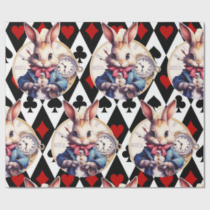 Alice In Wonderland Rabbit and Card Theme Wrapping Paper