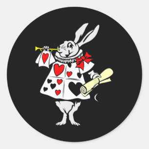 Alice In Wonderland Rabbit Easter Bunny Playing Mu Classic Round Sticker