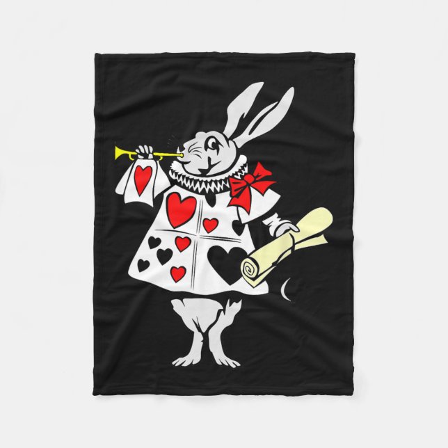 Alice In Wonderland Rabbit Easter Bunny Playing Mu Fleece Blanket (Front)