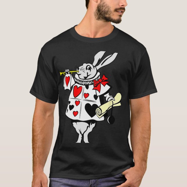 Alice In Wonderland Rabbit Easter Bunny Playing Mu T-Shirt (Front)