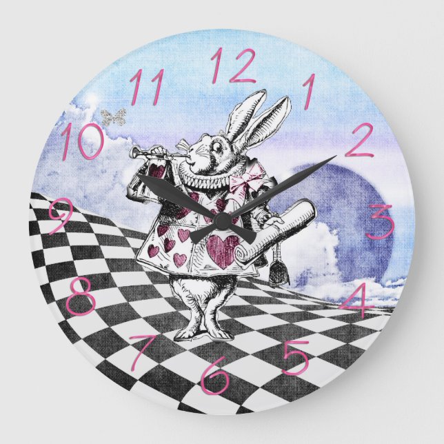 Alice in Wonderland Rabbit Herald Large Clock (Front)