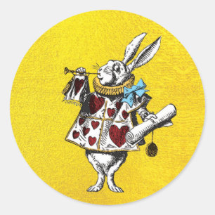 Alice in Wonderland Rabbit on Gold Classic Round Sticker