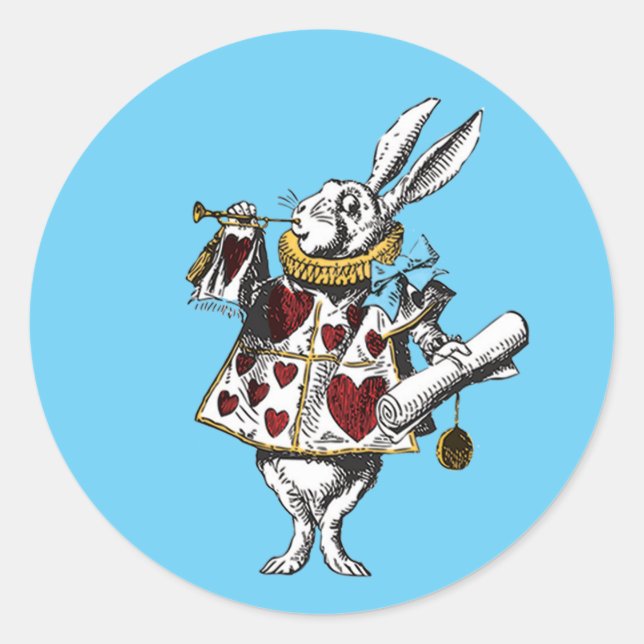Alice in Wonderland Rabbit on Gold Classic Round Sticker (Front)
