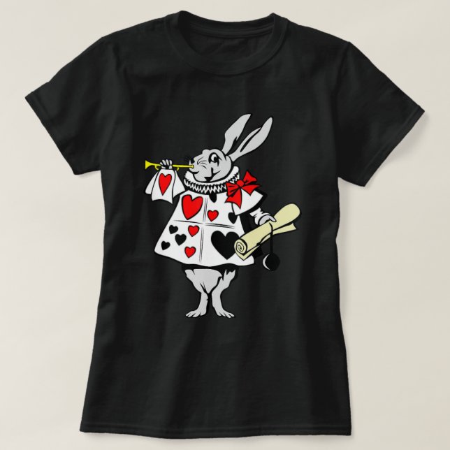 Alice in Wonderland Rabbit playing music T-Shirt (Design Front)