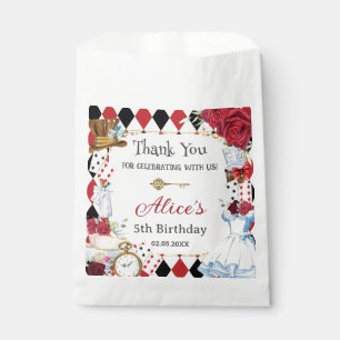 Alice in Wonderland Red Floral Birthday Tea Party  Favour Bags