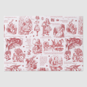 Alice in Wonderland Red Toile Quotes Tissue Paper