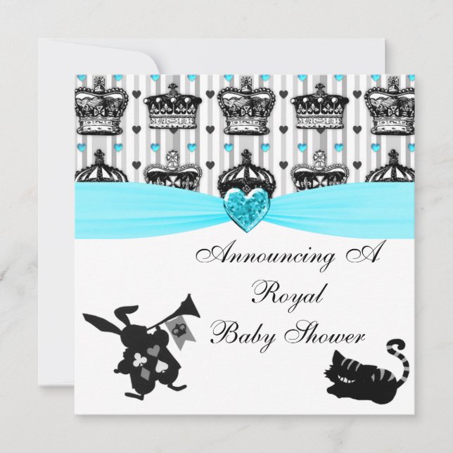 Alice In Wonderland Royal Crowns Baby Shower Invitation (Front)