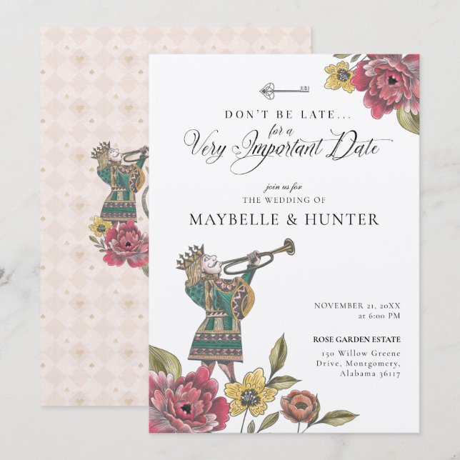 Alice In Wonderland Royal Knave of Heart Fairytale Invitation (Front/Back)