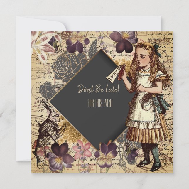 Alice In Wonderland Save The Date (Front)