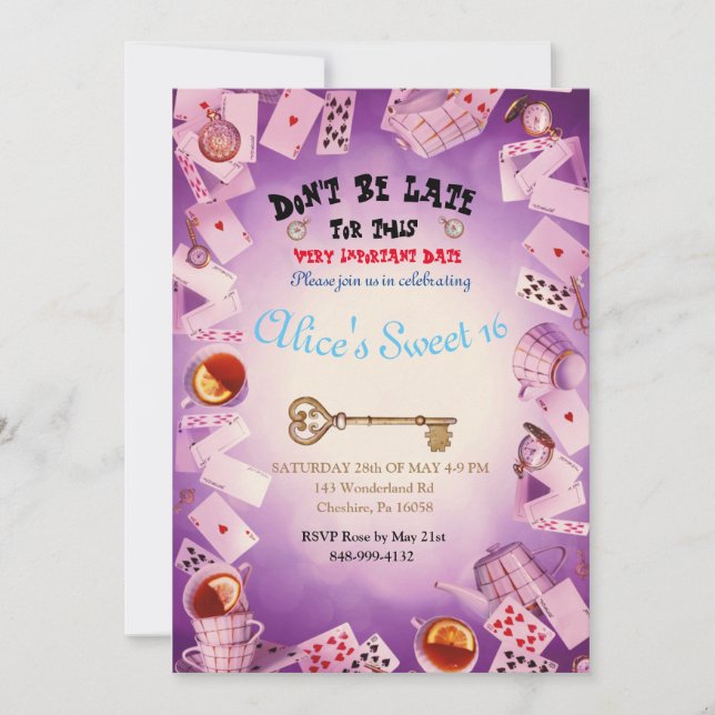 Alice In Wonderland Save The Date Invinations (Front)