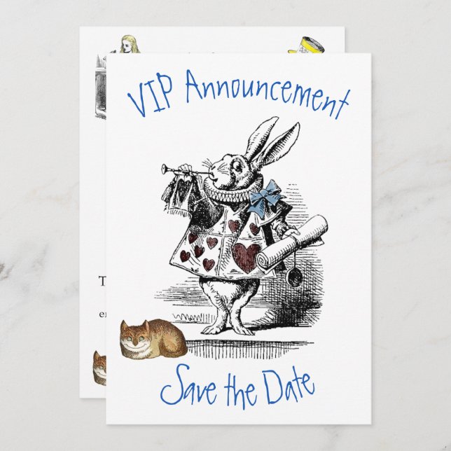 Alice in Wonderland Save the Date Invitation (Front/Back)