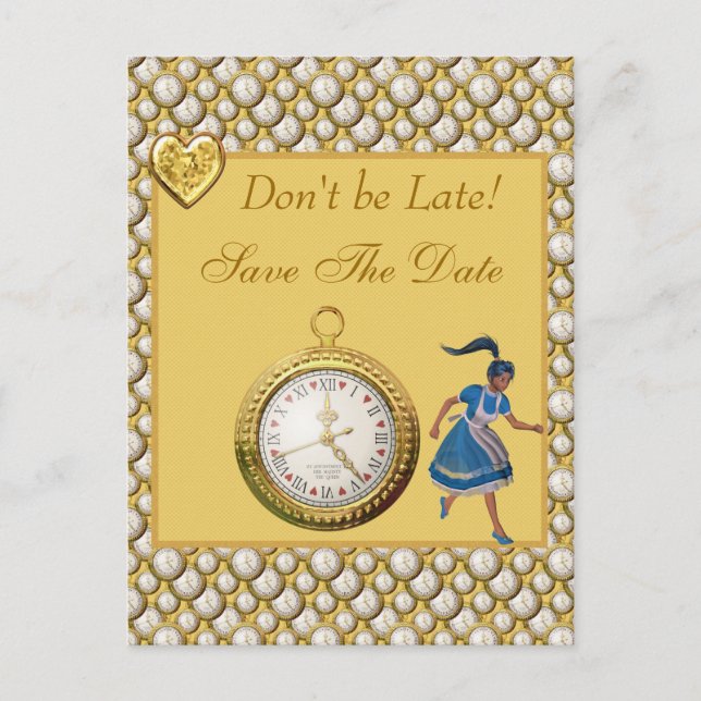 Alice in Wonderland Save the Date Wedding Postcard (Front)