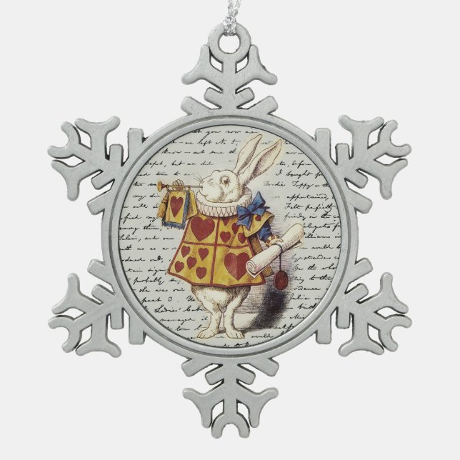 Alice In Wonderland Snowflake Pewter Christmas Ornament (Front)