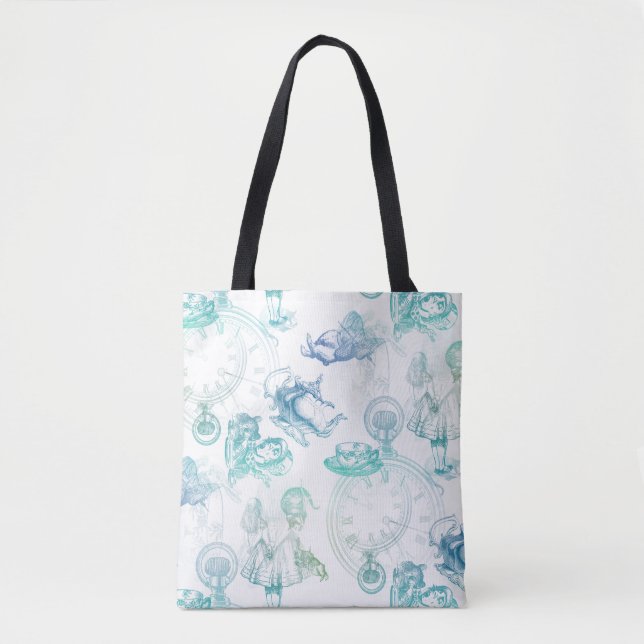 Alice in Wonderland Tea Blue Green Tote Bag (Front)