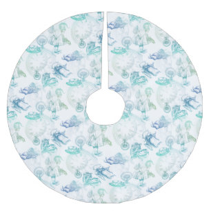 Alice in Wonderland Tea Blue Green Tree Skirt