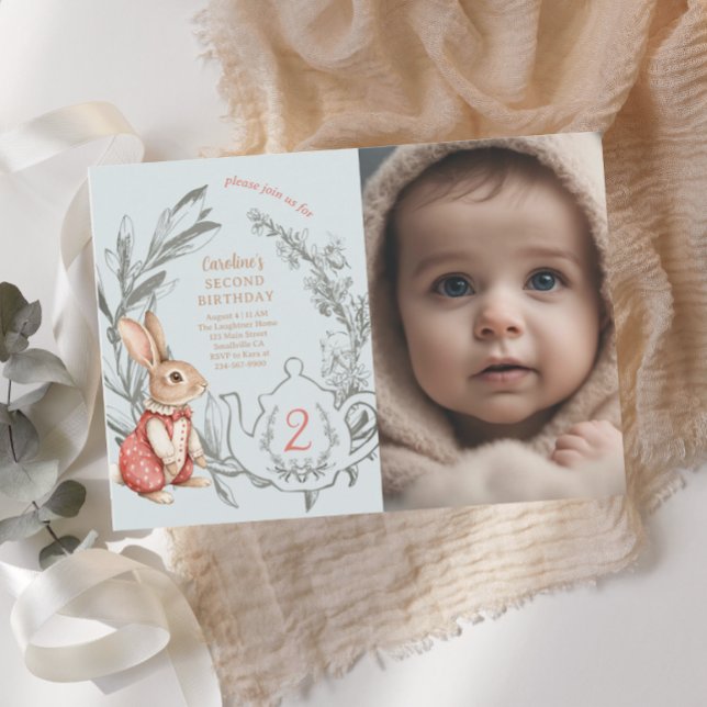 Alice in Wonderland Tea For Two 2nd Birthday  Invitation (Creator Uploaded)