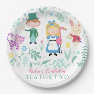 Alice in Wonderland Tea for Two Birthday Party Paper Plate
