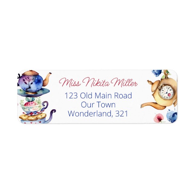 Alice in wonderland tea party address (Front)