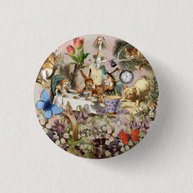 Alice in Wonderland Tea Party Art 3 Cm Round Badge (Front)