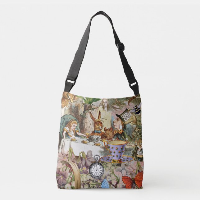Alice in Wonderland Tea Party Art Crossbody Bag (Front)