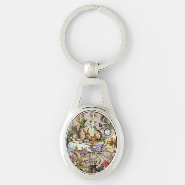 Alice in Wonderland Tea Party Art Key Ring (Front)