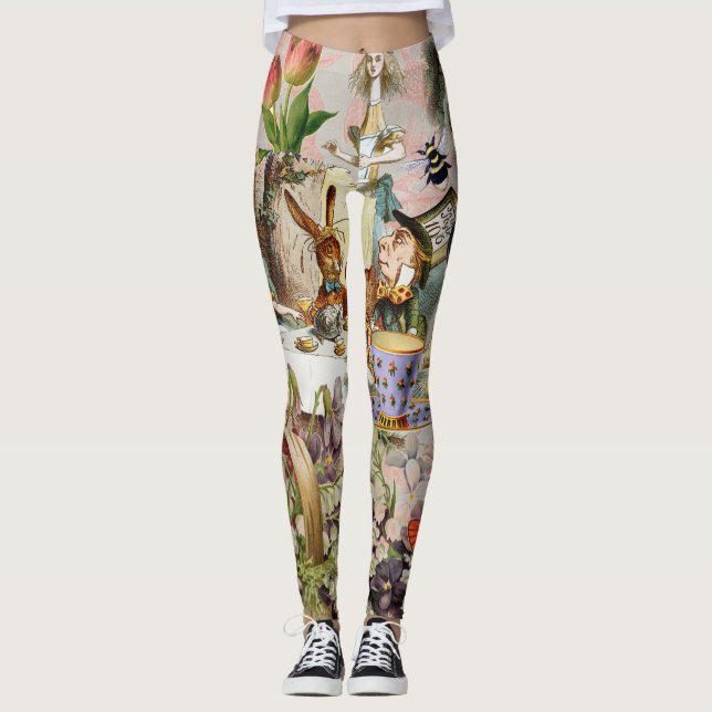 Alice in Wonderland Tea Party Art Leggings (Front)
