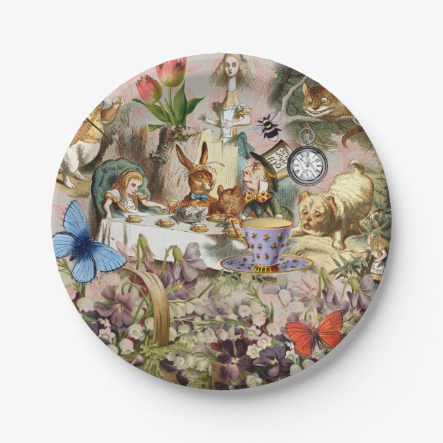 Alice in Wonderland Tea Party Art Paper Plate (Front)