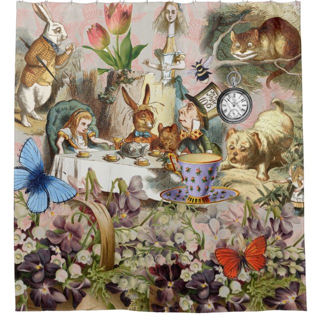 Alice in Wonderland Tea Party Art Shower Curtain (Front)