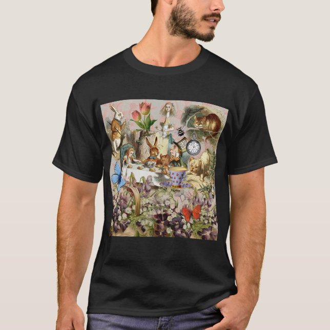 Alice in Wonderland Tea Party Art T-Shirt (Front)