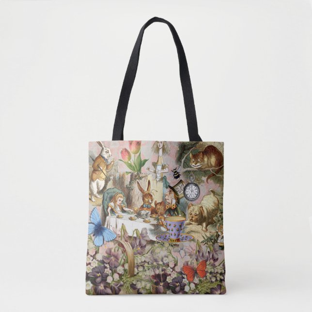 Alice in Wonderland Tea Party Art Tote Bag (Front)