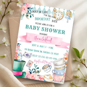 Alice in Wonderland Tea Party Baby Shower Invitation