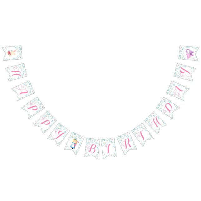 Alice in Wonderland Tea Party Birthday Banner (All)