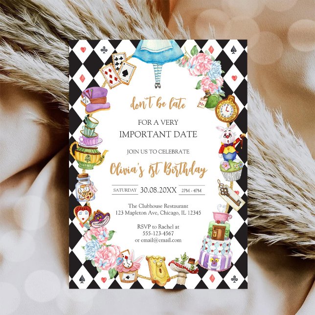Alice in Wonderland Tea Party Birthday Invitation (Creator Uploaded)