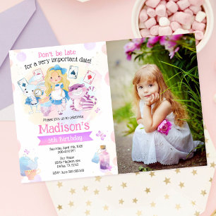 Alice in Wonderland Tea Party Birthday Photo Invitation