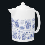 Alice in Wonderland Tea Party Blue Toile Quotes<br><div class="desc">Literary classic, Alice's Adventures in Wonderland by Lewis Carroll illustrated by John Tenniel, wood engraved, with quotes in neutral monochrome toile style for the lovers of the book, fantasy literature, Victorian era. The scenes show Alice, Mad Hatter, White Rabbit, the tea party, Caterpillar, The Cheshire Cat, the Griffon, the flamingo,...</div>