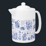 Alice in Wonderland Tea Party Blue Toile Quotes<br><div class="desc">Literary classic, Alice's Adventures in Wonderland by Lewis Carroll illustrated by John Tenniel, wood engraved, with quotes in neutral monochrome toile style for the lovers of the book, fantasy literature, Victorian era. The scenes show Alice, Mad Hatter, White Rabbit, the tea party, Caterpillar, The Cheshire Cat, the Griffon, the flamingo,...</div>