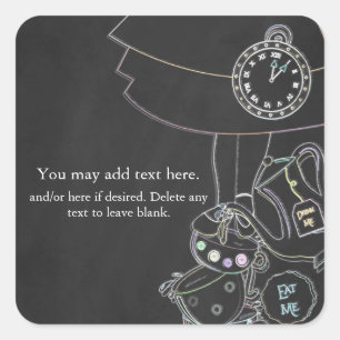 Alice in Wonderland Tea Party Chalkboard Favour Square Sticker
