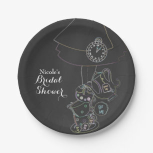 Alice in Wonderland Tea Party Chalkboard Whimsical Paper Plate