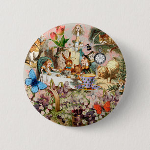 Alice in Wonderland tea party characters 6 Cm Round Badge